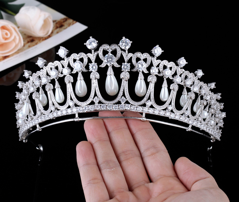 Prinzessin Perlen Braut Tiara Diadem Amie mit Perlen