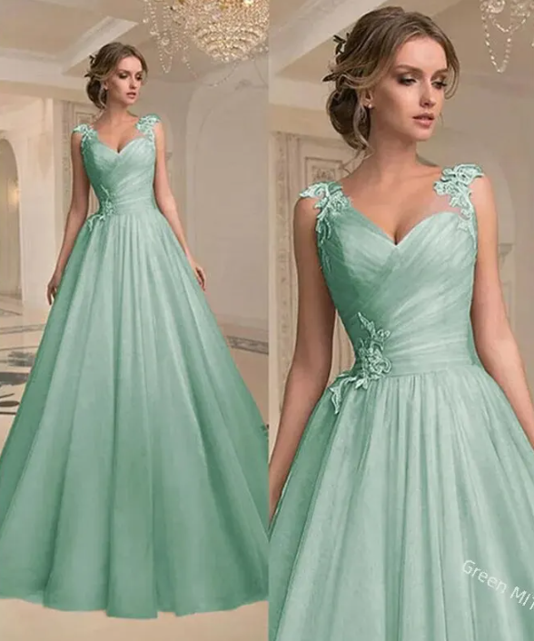 A Linie Kleid Abendkleid Elegant für Hochzeitsgäste in in Mintgrün mit Spitze