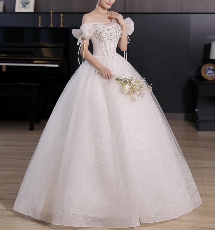 Ball Linie Prinzessin Brautkleid Ameline Schulterfrei mit Strass Applikationen