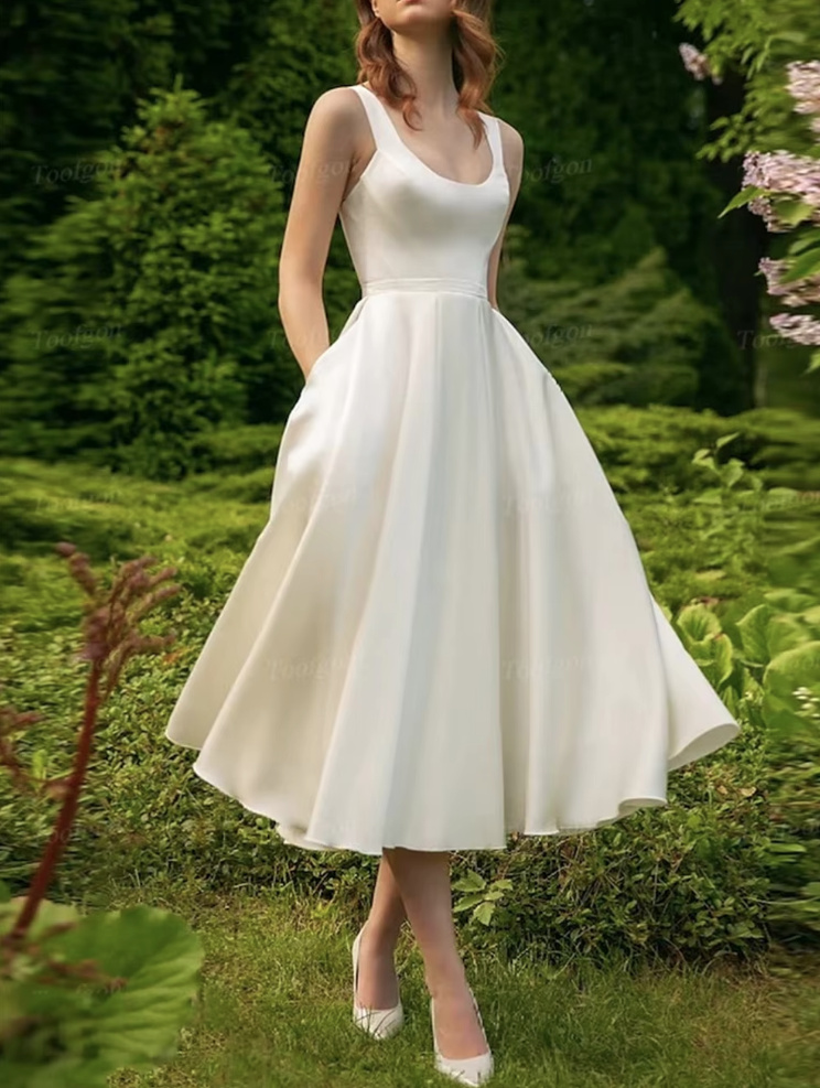 Wadenlanges A Linie Brautkleid Bo in Vintage Style