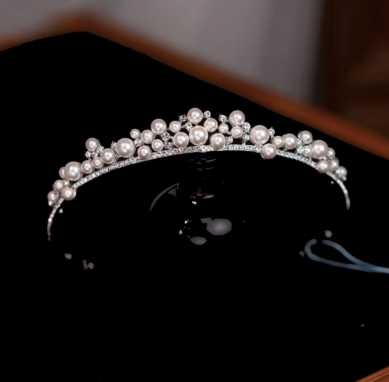  Perlen Strass Braut Tiara Diadem Beeke