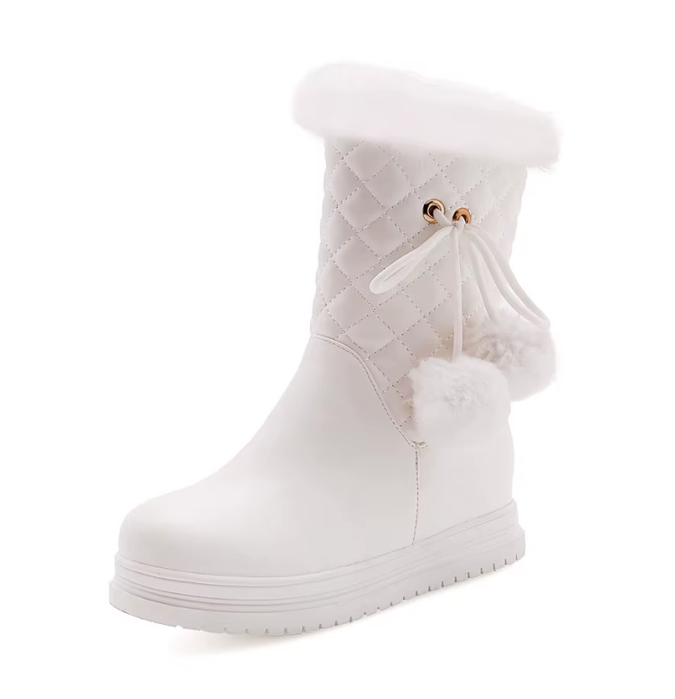 Winter Plüsch Braut Stiefel Hochzeitsschuhe Emily in Weiß