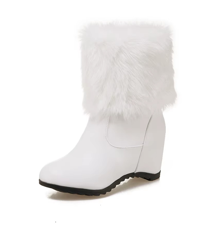 Winter Plüsch Braut Stiefel Hochzeitsschuhe Erica in Weiß