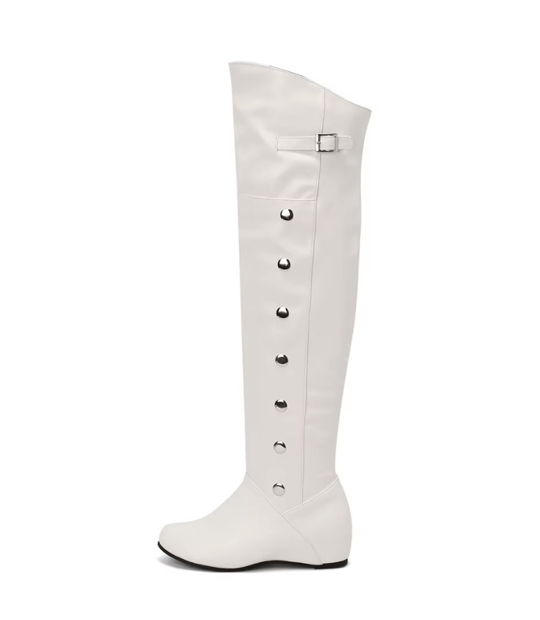 Hohe Damen Stiefel Brautschuhe Hochzeitsschuhe Elanaz Weiß